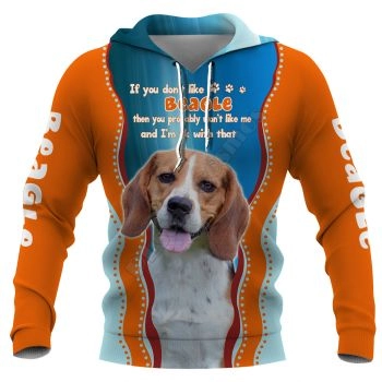 Gorgeous Blue Orange Dog Pattern Animals Hoodie