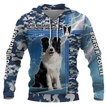 Vintage  Blue Dog Pattern Animals Hoodie