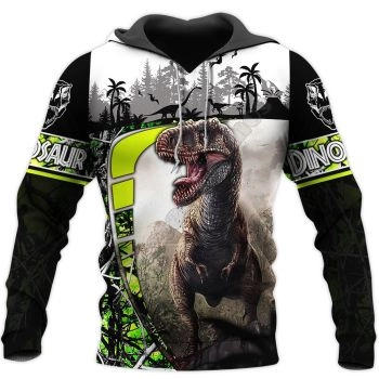 Loose Black White Dinosaurs Pattern Animals Hoodie