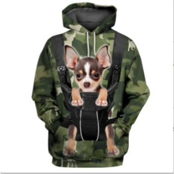 Vintage  Green Dog Pattern Animals Hoodie