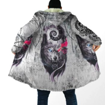 Classical And Elegance Black Wolf Pattern Animals Zip-Up Hoodie