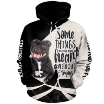 Popular And Vintage Black Dog Pattern Animals Hoodie