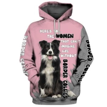  Pretty And Vintage  Pink Black Dog Pattern Animals Hoodie