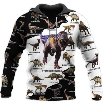 Fashion And Gorgeous Black White Dinosaurs Pattern Animals Hoodie