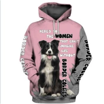 Fashion Pink Dog Pattern Animals Hoodie