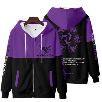 Elegant Genshin Impact Keqing Zip-Up Hoodie