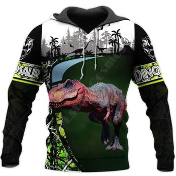 Gorgeous Black Green Dinosaurs Pattern Animals Hoodie