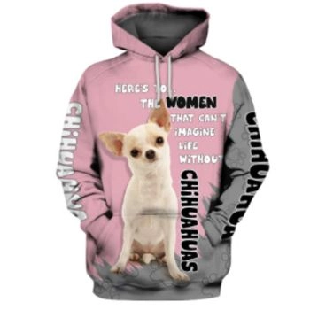 Cute And Loose Pink Dog Pattern Animals Hoodie