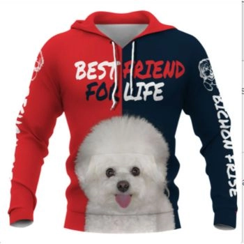 Fashion Red Blue Dog Pattern Animals Hoodie