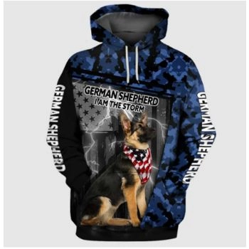 Popular And Vintage Blue Black Dog Pattern Animals Hoodie