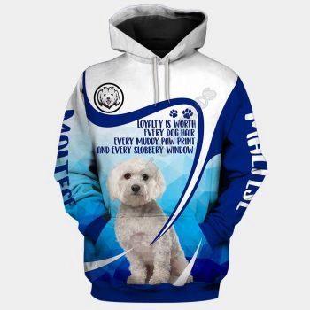 Gorgeous Blue White Dog Pattern Animals Hoodie