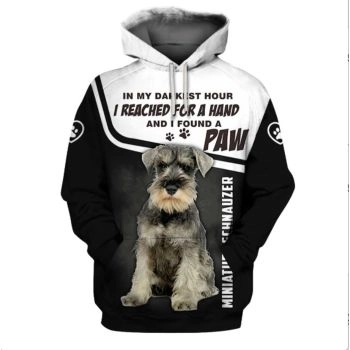 Fashion Black White Dog Pattern Animals Hoodie