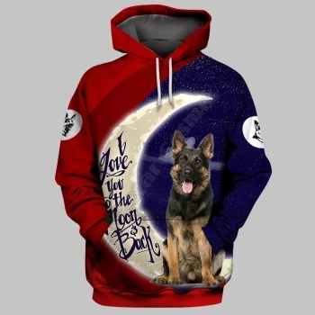 Loose Red Blue Dog Pattern Animals Hoodie