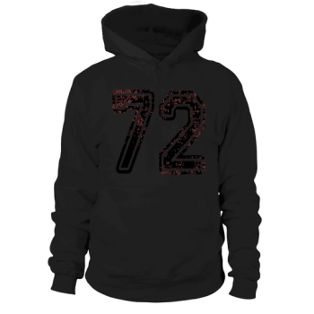 #72 Numbered Grungy College Sports Team Hoodies Both Sides Hoodies