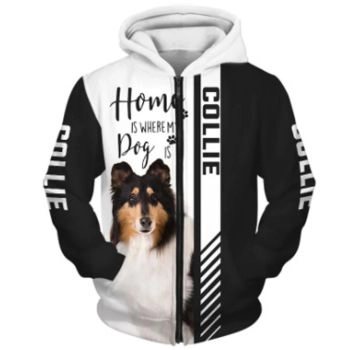 Pretty And Vintage  Black White Dog Pattern Animals Zip-Up Hoodie