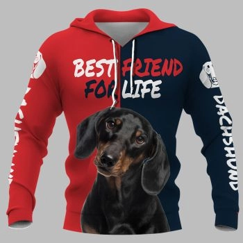 Elegance Red Blue Dog Pattern Animals Hoodie