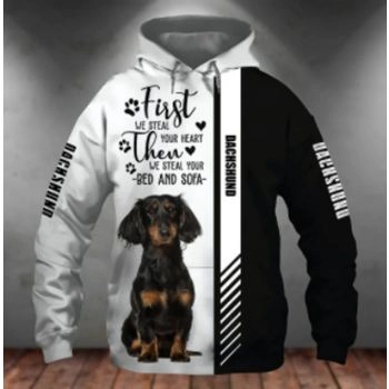 Precious And Gorgeous Black White Dog Pattern Animals Hoodie