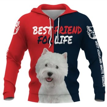 Vintage  Red Blue Dog Pattern Animals Hoodie