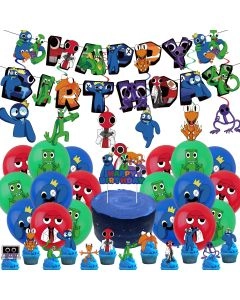 Rainbow Friends themed birthday party accessories set