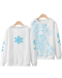 White Blue College Style Genshin Impact Anime Mona white Hoodie