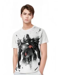 A Retro and Pixelated Style: White Iron Man Pixel Art T-shirt