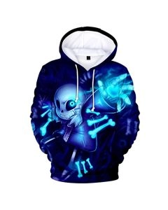 Undertale Hoodie &#8211; Sans Blue 3D Print Pullover Drawstring Hoodie