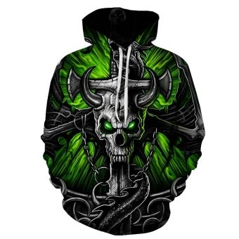  The new skull print hooded sweatshirt couple models 