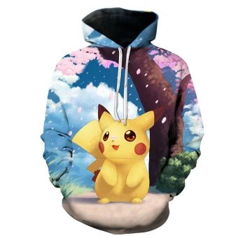  Cartoon Pikachu men and women hooded sweatshirt