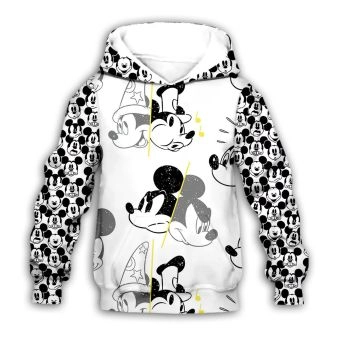 Fashion White Black Mouse Pattern Animals Hoodie