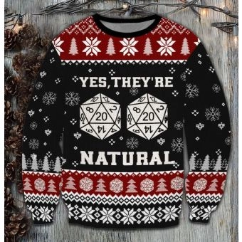 Dungeons &amp; Dragons Dice Yes They Are Natural Ugly Christmas Sweater