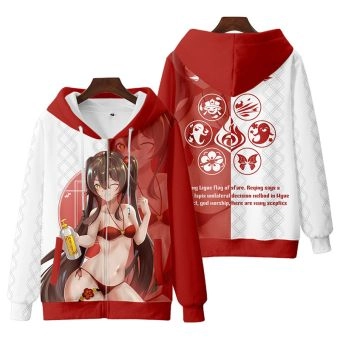 Generous Genshin Impact Hutao Zip-Up Hoodie