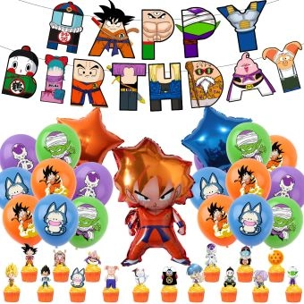 Seven Dragon Ball Theme Birthday Party Decoration Supplies Japanese Anime Sun Wukong Decoration Set