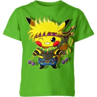 Joestar's Pokémon Adventure - Joseph Joestar Jojo's Bizarre Adventure x Pikachu Shirt in Green