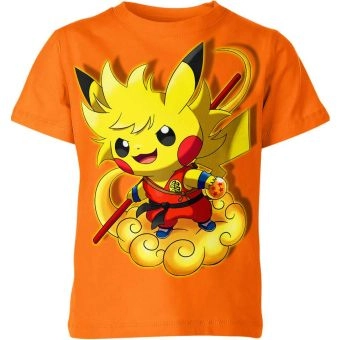 Goku and Pikachu's Energetic Orange Dragon Ball Z Shirt