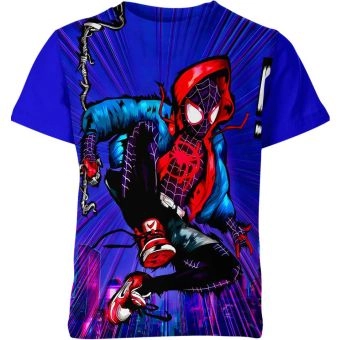 Venomized Attack: Relaxed and Fashionable Spider-man Man T-Shirt in Blue