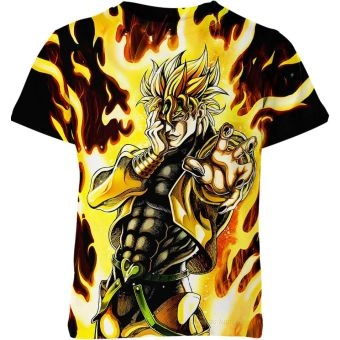 Bold Yellow and Black Dio Brando Jojo's Bizarre Adventure Shirt - High-Quality Mystery