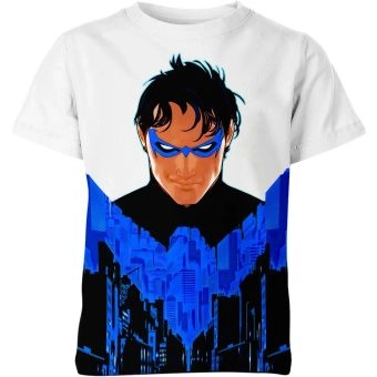 Nightwing Dick Grayson Shirt - The New Batman in White and Blue