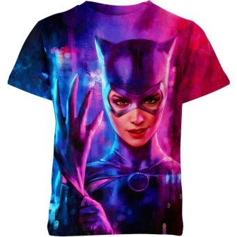 Purple Catwoman Vs Batman Shirt - A Tumultuous Dance of Shadows and Conflict
