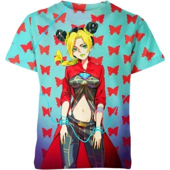 Tropical Turquoise - Jolyne Cujoh Jojo's Bizarre Adventure Shirt in Turquoise Blue