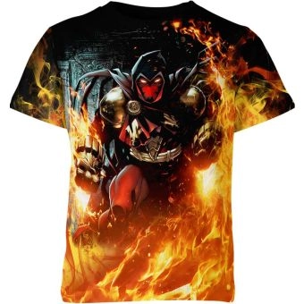 Featuring Fiery Ally with the Azrael Batman T-Shirt in Orange and