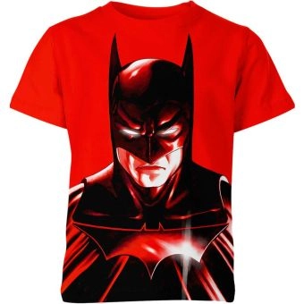 Featuring Iconic Superhero with the Batman T-Shirt in Red and Black