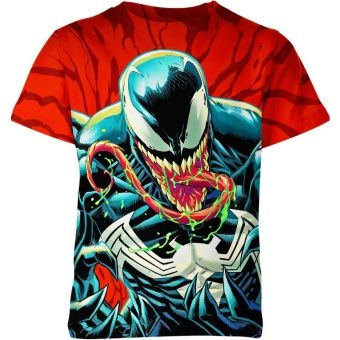 Green Venom Head - Venom Head Green T-Shirt for Men and Women in Red
