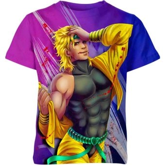 Stylish Purple to Blue Dio Brando Jojo's Bizarre Adventure Shirt - High-Quality Mystery