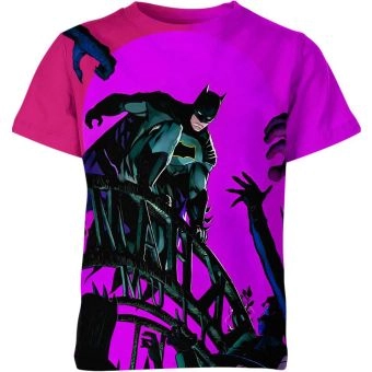 Batman: Mysterious and Stylish Grey Vibes Purple and Black T-Shirt