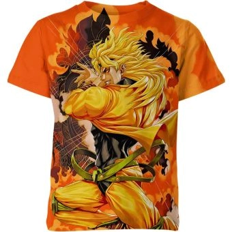 Vibrant Orange Dio Brando Jojo's Bizarre Adventure Shirt - High-Quality and Dynamic