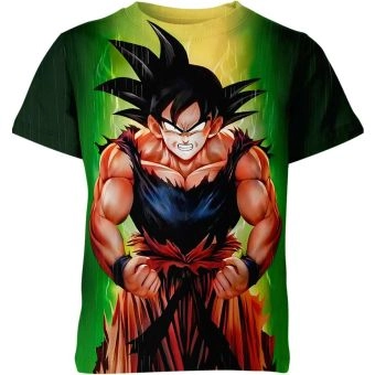 Son Goku's Vibrant Green and Serene Blue Dragon Ball Z Shirt