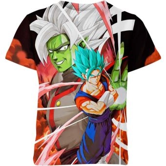 Immortal Fusion - Orange with Multicolored Accents Zamasu And Vegito From Dragon Ball Z Shirt