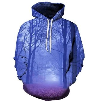 Gorgeous Blue Tree Pattern Bitcoin Hoodie