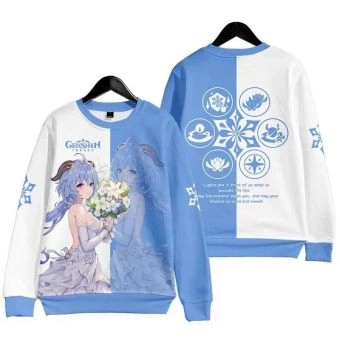 Retro Genshin Impact Gan Yu Anime Light Blue Sweatershirt