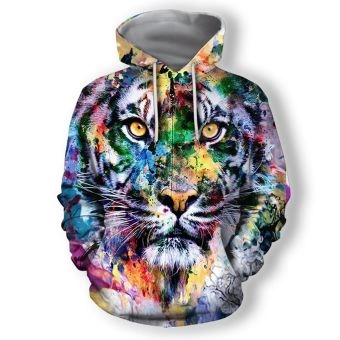 Loose And Gorgeous Colorful Tiger Pattern Animals Hoodie